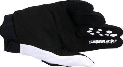 Alpinestars Stella Full Bore V2 motorcycle gloves in white, fluo pink, and black, size XL, with padded knuckles and adjustable wrist strap.