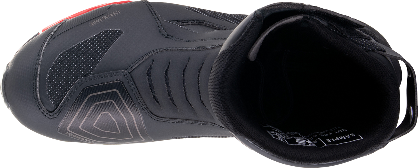 Alpinestars Stella RT-7 Drystar motorcycle boots in black, US size 5, EU 36, featuring sturdy leather and protective design.