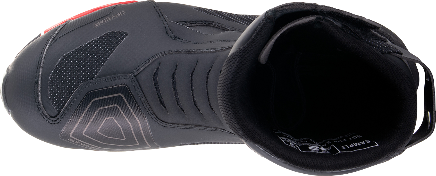 Alpinestars Stella RT-7 Drystar motorcycle boots in black, US size 5, EU 36, featuring sturdy leather and protective design.