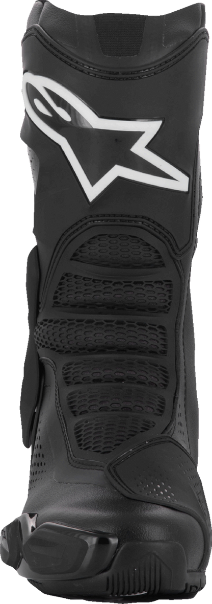 Alpinestars Stella SMX-6 V3 vented motorcycle boots in black, US 8.5, with protective design and adjustable straps.