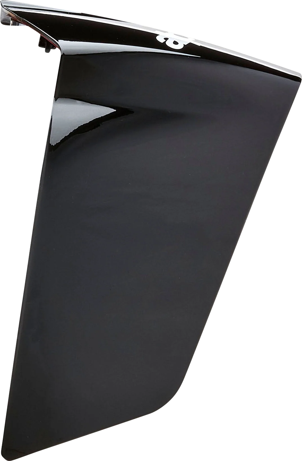 Alpinestars Supertech R10 Race Helmet Spoiler in solid gloss black, part 8951724-0190, mounted on a racing helmet.