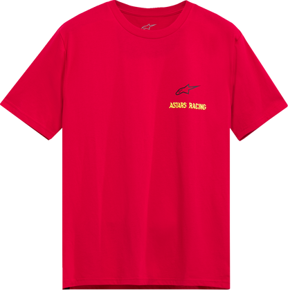Red Alpinestars Swerve CSF T-Shirt in 2XL, featuring the Alpinestars logo and casual fit, displayed on a plain background.