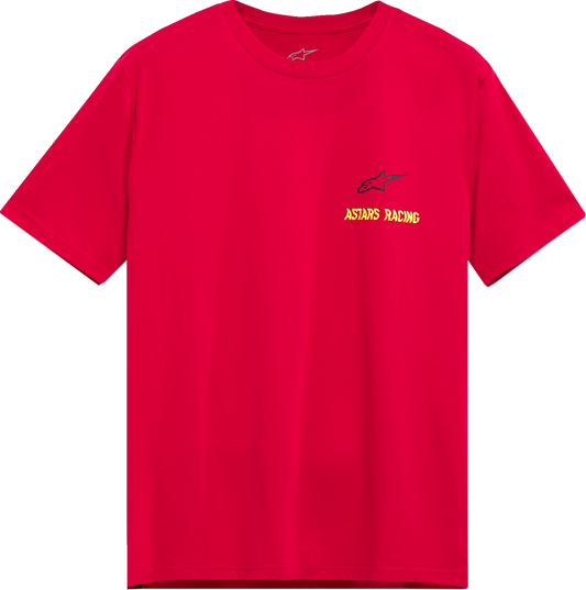 Red Alpinestars Swerve CSF T-Shirt in 2XL, featuring the Alpinestars logo and casual fit, displayed on a plain background.