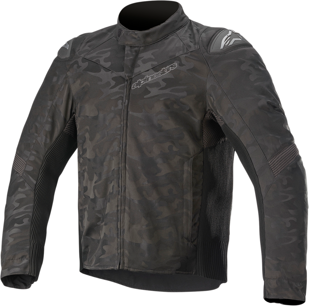 Alpinestars T SP-5 Rideknit motorcycle jacket in black and camo, 3XL, featuring protective gear and a sleek, fitted design.