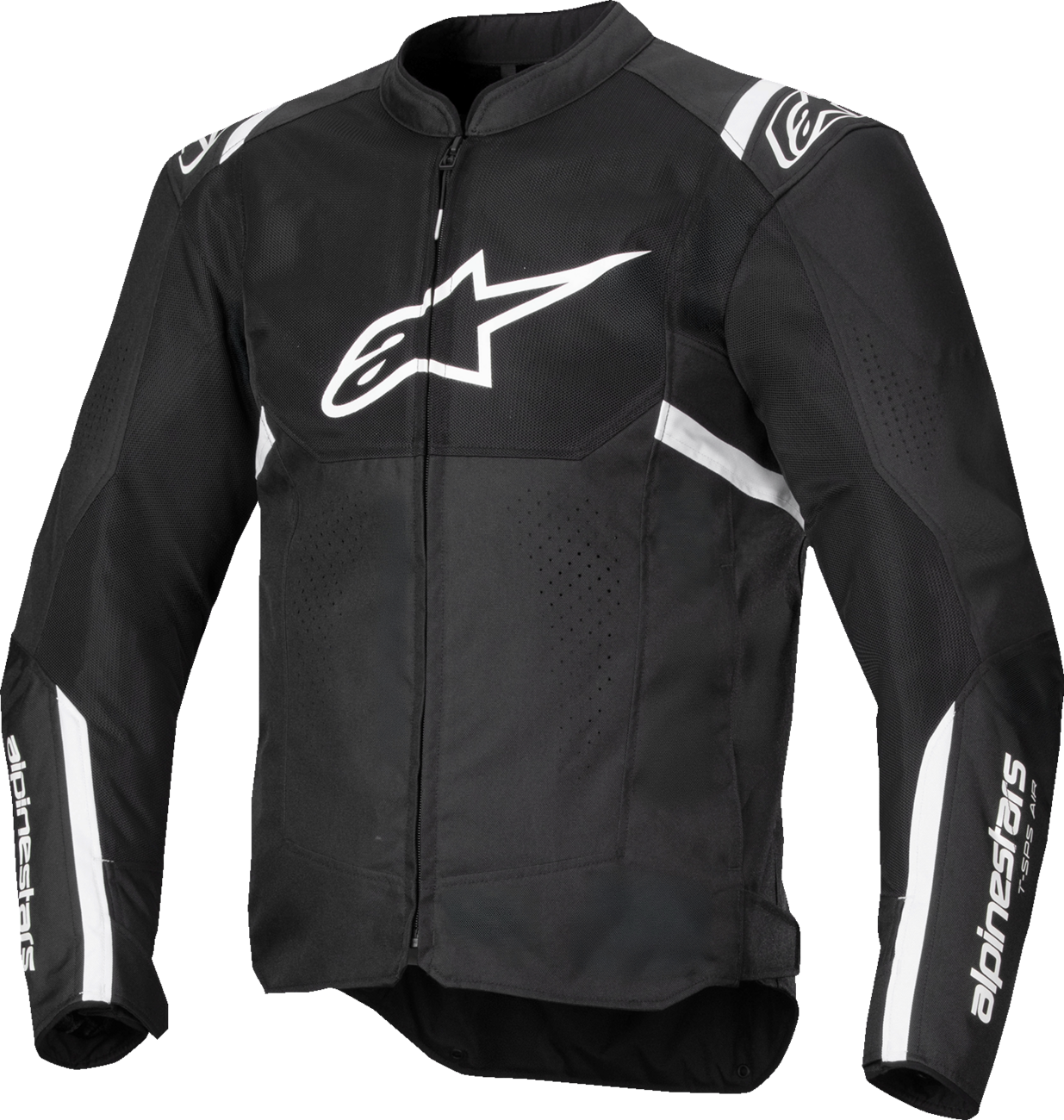 Alpinestars T-SPS Air v2 motorcycle jacket in black and white, size 3XL with ventilation panels and protective armor.