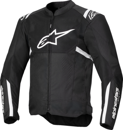 Alpinestars T-SPS Air v2 motorcycle jacket in black and white, size 3XL with ventilation panels and protective armor.