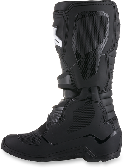 Alpinestars Tech 3 Off-Road Motorcycle Boots in black, US size 10, with protective features and rugged design suitable for off-road riding.