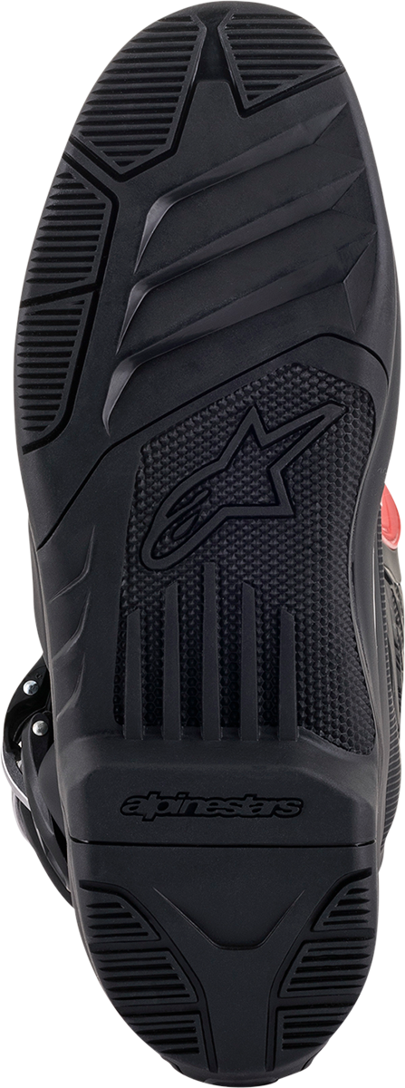 Alpinestars Tech 5 Off-Road Motorcycle Boots in black and red, US 8, EU 42, with protective design and durable construction.