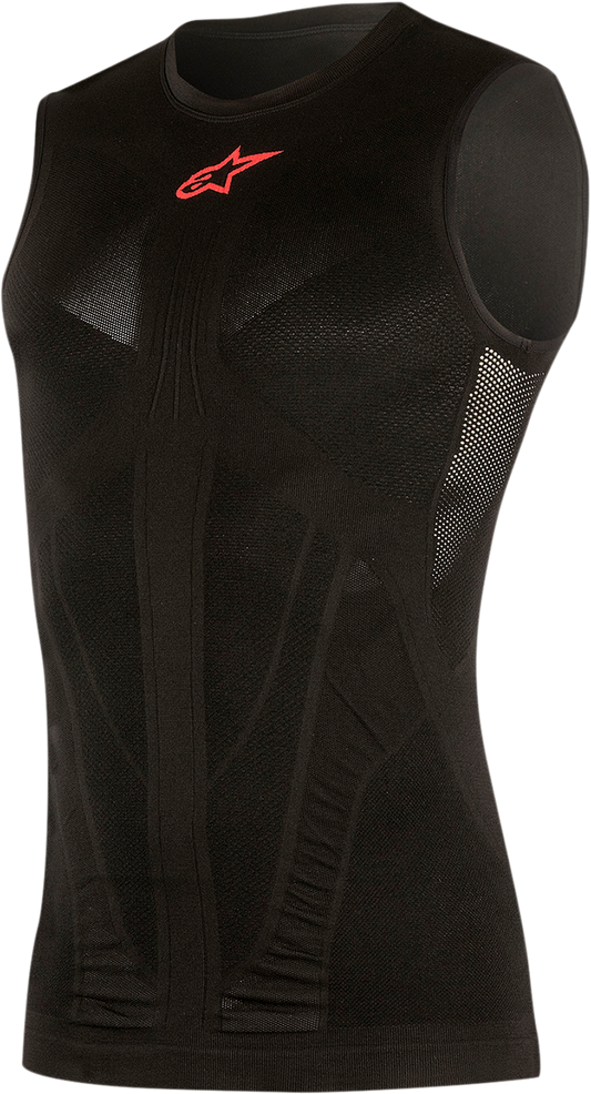 Alpinestars Tech Tank summer base layer in black and red, XS/S, featuring lightweight, breathable fabric for active wear.
