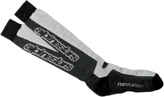 Alpinestars Thermal Tech Socks in large/xl size with black and gray design, featuring the Alpinestars logo and thermal fabric details.