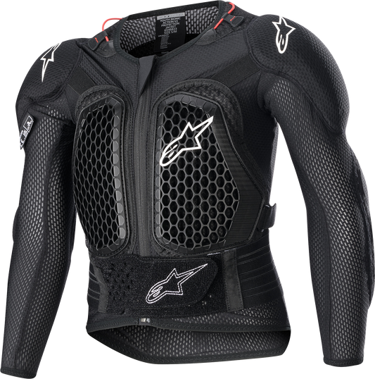Alpinestars Youth Bionic Action v2 Protection Jacket in black, size large/extra large, featuring padded armor and adjustable straps.