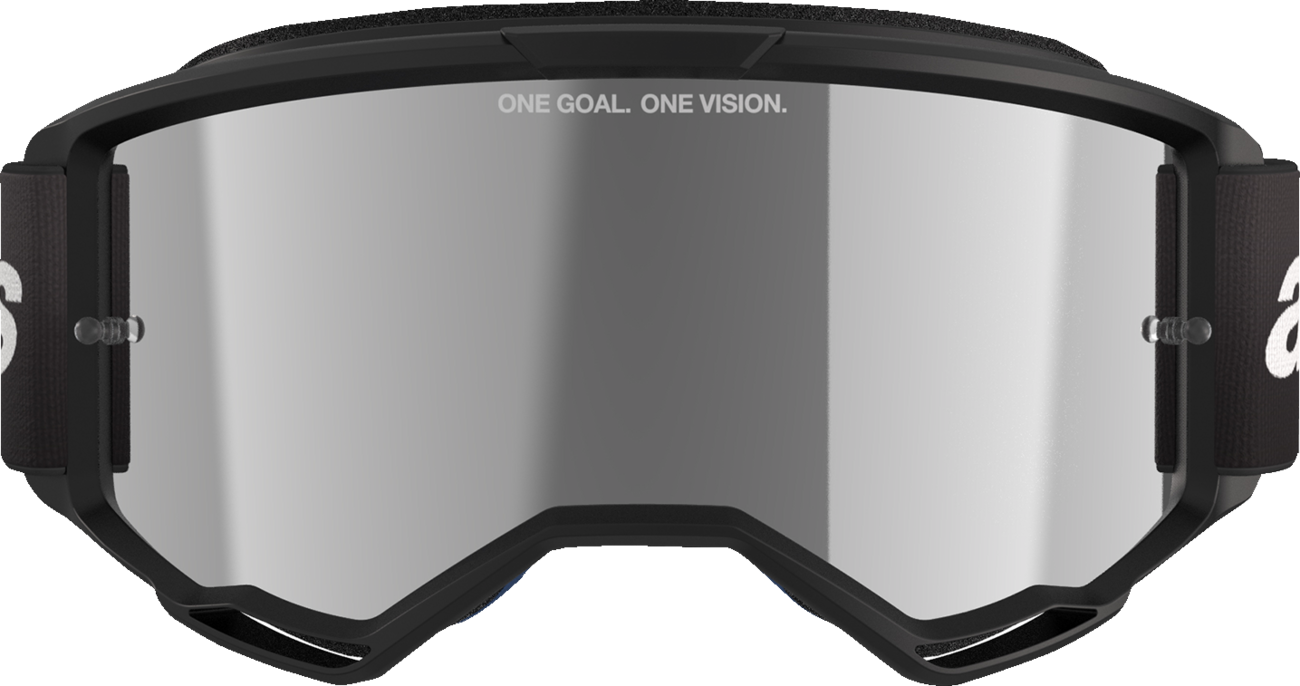 Alpinestars GOGGLES Vision 3 with black frame and silver mirror lens, designed for motorcycle riding protection.