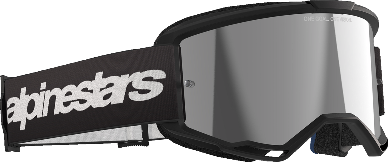 Alpinestars GOGGLES Vision 3 in black with silver mirror lens, featuring a sleek design suitable for motorcycling or sports riding.