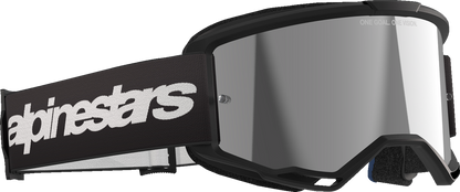 Alpinestars GOGGLES Vision 3 in black with silver mirror lens, featuring a sleek design suitable for motorcycling or sports riding.