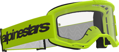 Alpinestars GOGGLES Vision 3 with yellow frame and clear lens, adjustable strap, and Alpinestars branding.