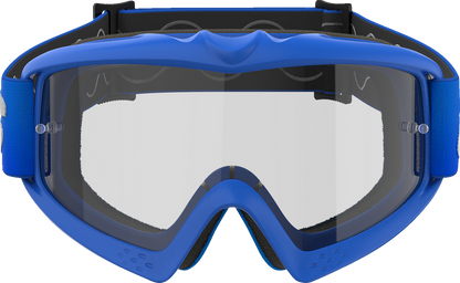 Alpinestars Youth Vision Blaze Blue Goggles with clear lens, featuring a blue frame and adjustable strap for young riders.