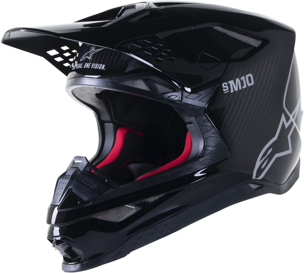 ALPINESTARS SUPERTECH S-M10 SOLID HELMET BLACK GLOSSY/CARBON XL - Howling Moto