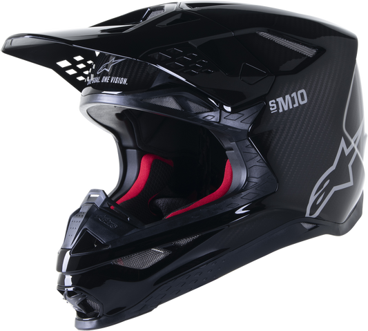 ALPINESTARS SUPERTECH S-M10 SOLID HELMET BLACK GLOSSY/CARBON XL - Howling Moto