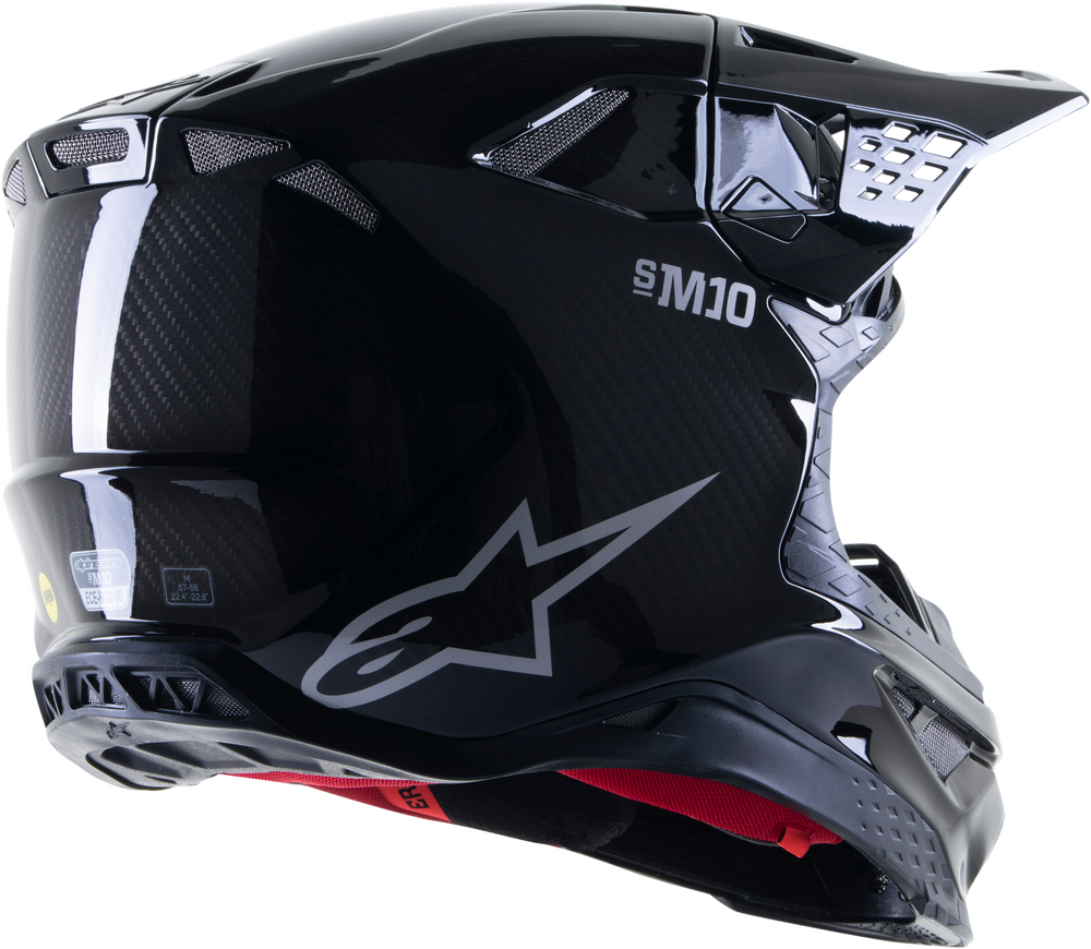 ALPINESTARS SUPERTECH S-M10 SOLID HELMET BLACK GLOSSY/CARBON XL - Howling Moto
