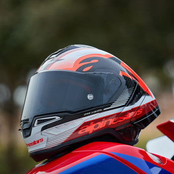 Alpinestars Supertech R10 Team Helmet Black/Carbon Red/Gloss White - Howling Moto