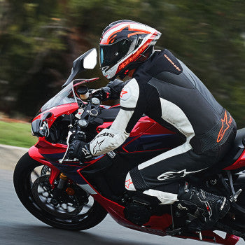 Alpinestars Supertech R10 Team Helmet Black/Carbon Red/Gloss White - Howling Moto