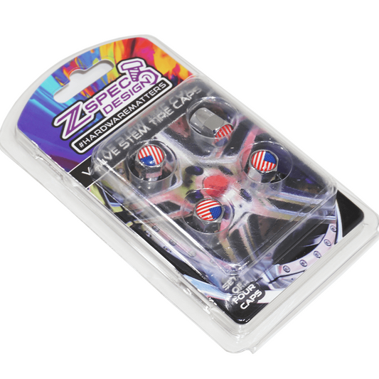Chrome Valve Stem Tire Caps, Style: United States (USA) Stars & Stripes Flag - Howling Moto