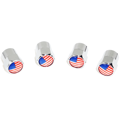 Chrome Valve Stem Tire Caps, Style: United States (USA) Stars & Stripes Flag - Howling Moto