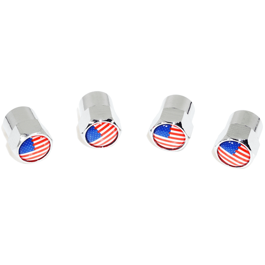Chrome Valve Stem Tire Caps, Style: United States (USA) Stars & Stripes Flag - Howling Moto