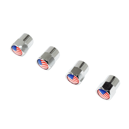 Chrome Valve Stem Tire Caps, Style: United States (USA) Stars & Stripes Flag - Howling Moto