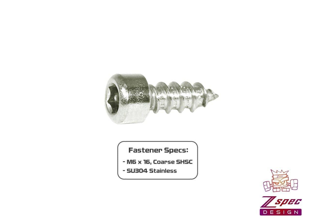 ZSPEC M6x16mm Coarse Socket-Cap SHSC Fasteners, Stainless, 10-Pack - Howling Moto