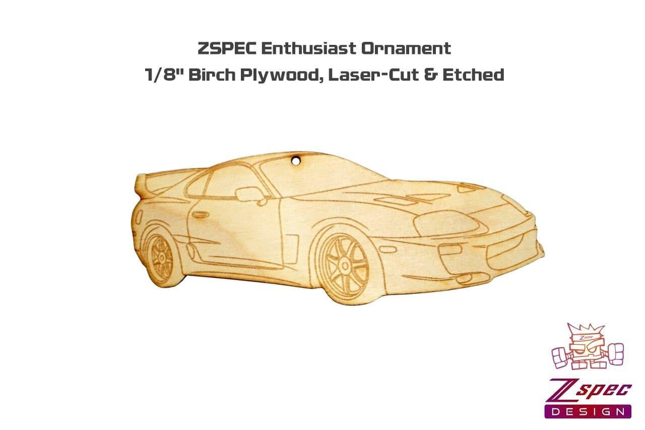 ZSPEC Laser-Engraved Birch Ornament, Style: Toyota Supra MKIV, ~5-inch Wide - Howling Moto