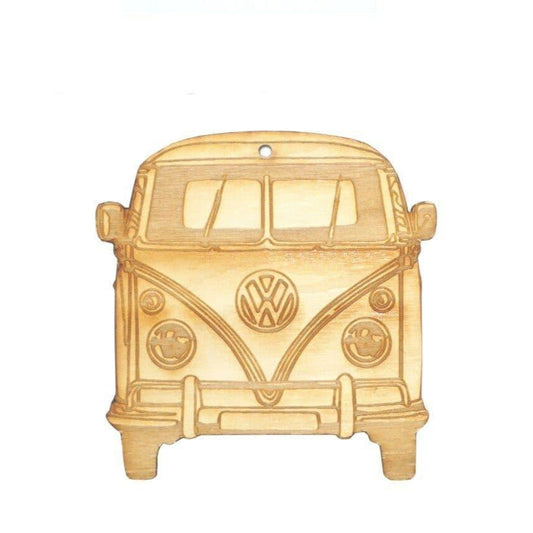 ZSPEC Laser-Engraved Birch Ornament, Style: VW Vintage Bus, ~5-inch Wide - Howling Moto