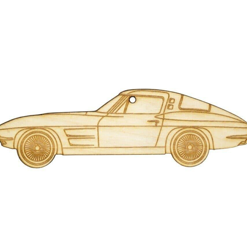 ZSPEC Laser-Engraved Wood Ornament, Style: Corvette C2, Birch, ~5" - Howling Moto
