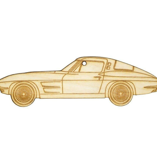 ZSPEC Laser-Engraved Wood Ornament, Style: Corvette C2, Birch, ~5" - Howling Moto