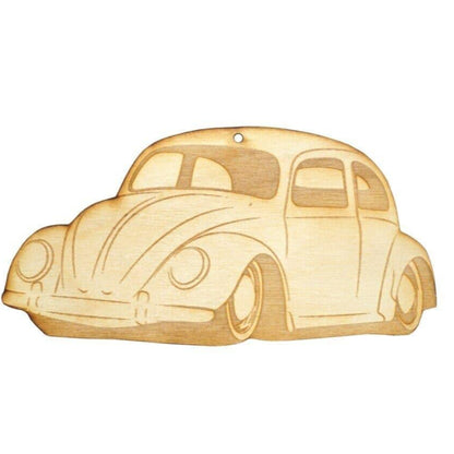 ZSPEC Laser-Engraved Birch Ornament, Style: VW Classic Beetle/Bug, ~5-inch Wide - Howling Moto