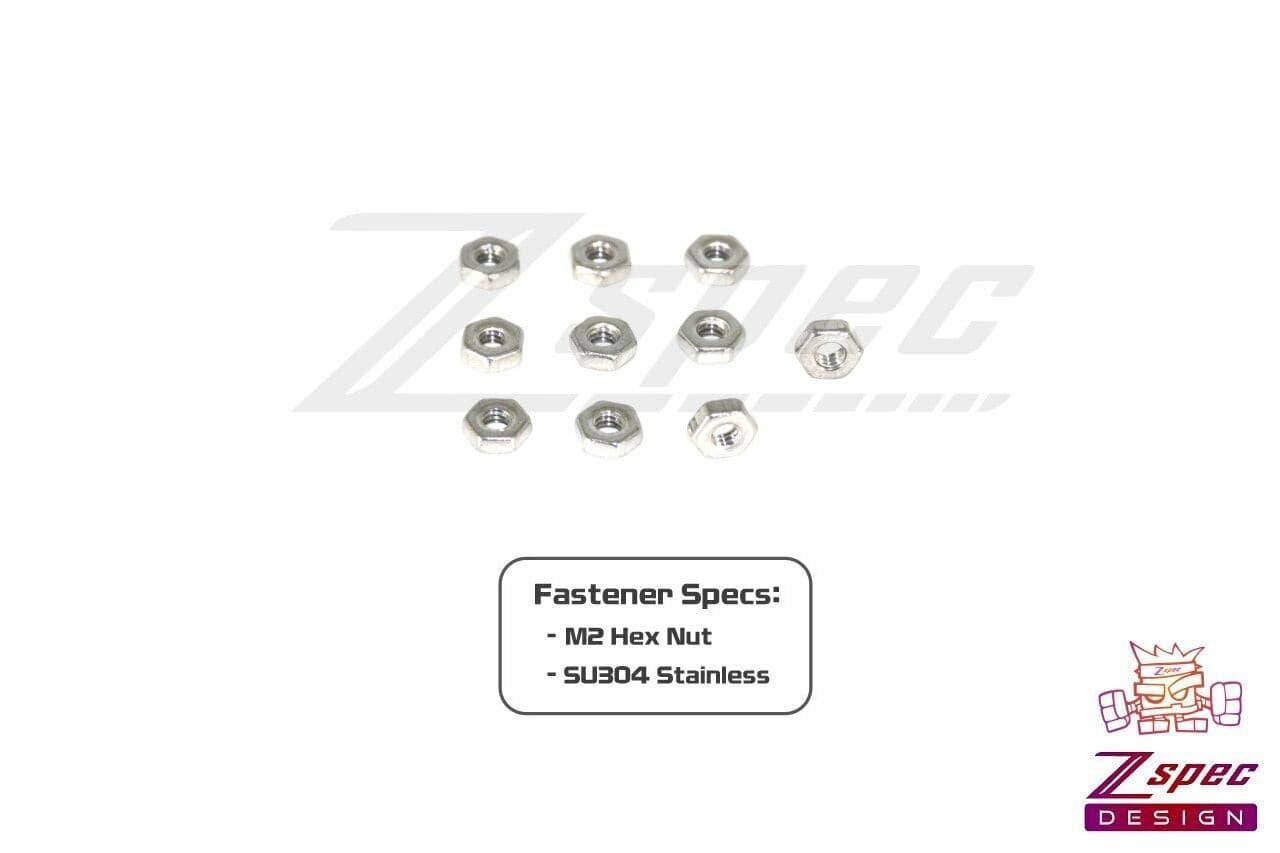 ZSPEC M2-0.4 Hex Nuts, Stainless SUS304, 10-Pack - Howling Moto