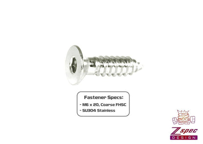 ZSPEC M6x20mm Coarse Flat-Head FHSC Fasteners, Stainless, 10-Pack - Howling Moto