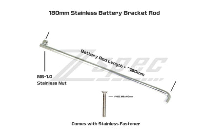 ZSPEC Battery Bracket Rod, 180mm, w/FHSC M6 Fastener, Stainless - Howling Moto