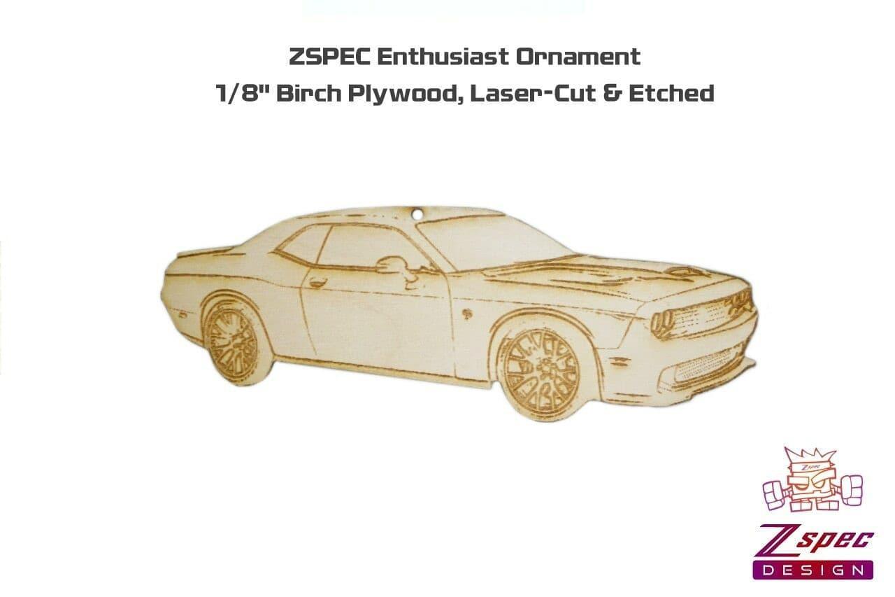 ZSPEC Laser-Engraved Ornament, Style: Dodge. Challenger SRT, ~5-inch Wide - Howling Moto