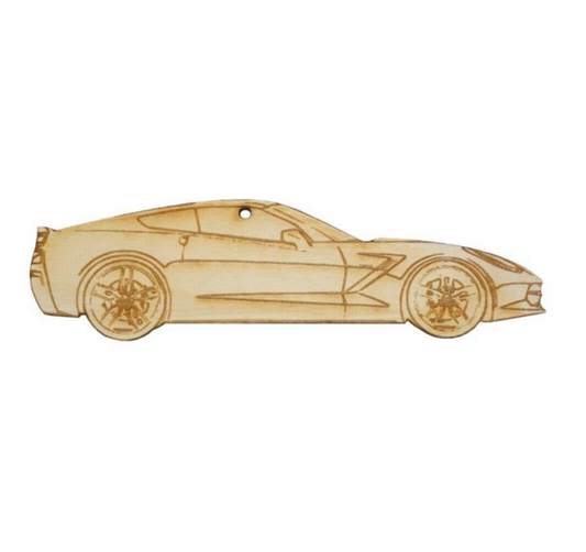 ZSPEC Laser-Engraved Birch Ornament, Style: Corvette C7, ~5-inch Wide - Howling Moto
