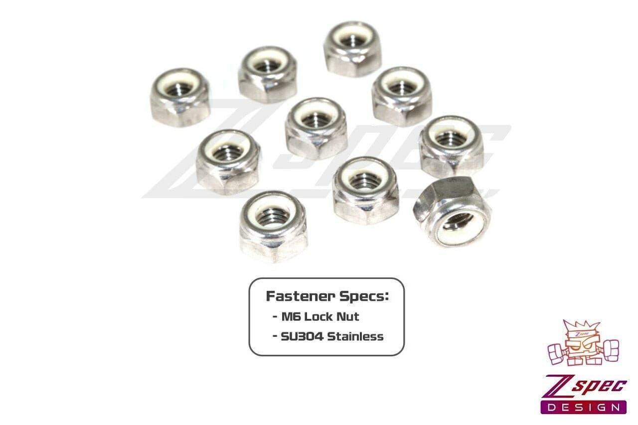 ZSPEC M6-1.0 Nylon Lock Nuts, Stainless SUS304, 10-Pack - Howling Moto