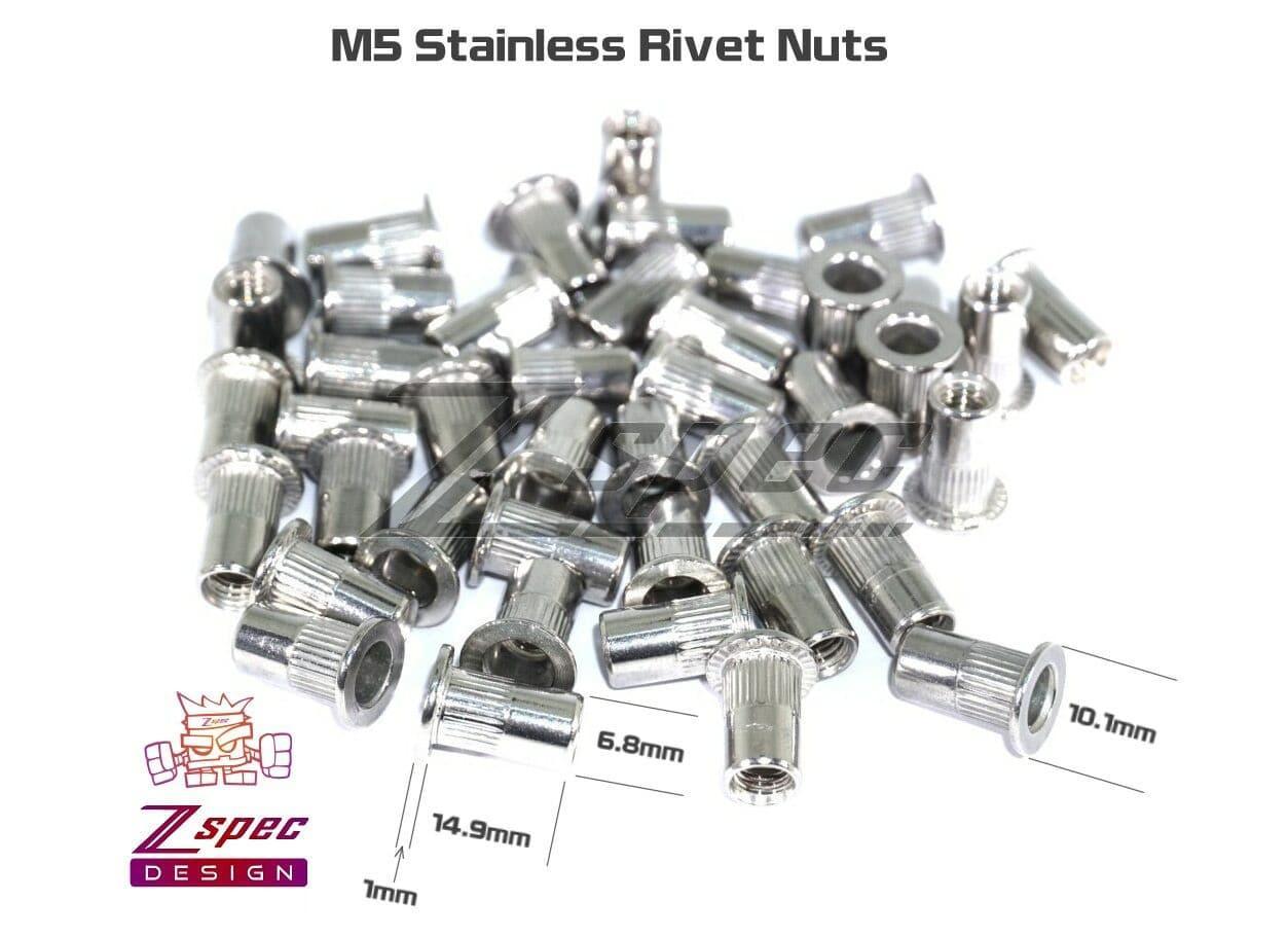 ZSPEC M5-0.8 Rivet Nuts, SUS304 Stainless Steel, 10-Pack - Howling Moto