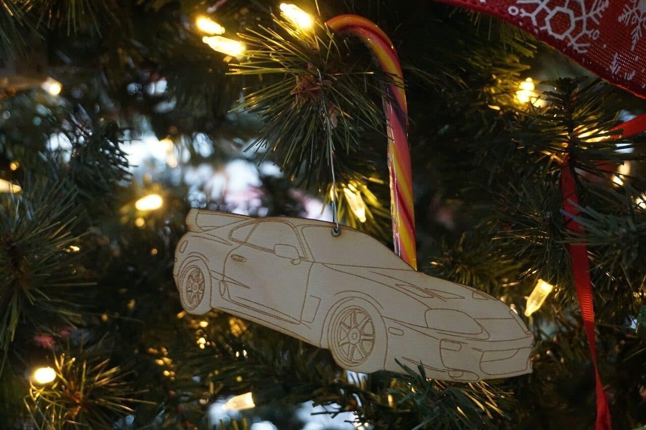 ZSPEC Laser-Engraved Birch Ornament, Style: Toyota Supra MKIV, ~5-inch Wide - Howling Moto