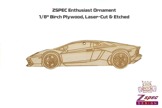 ZSPEC Laser-Engraved Wood Ornament, Style: Lamborghini Aventador, Birch - Howling Moto