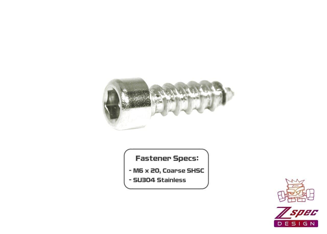 ZSPEC M6x20mm Coarse Socket-Cap SHSC Fasteners, Stainless, 10-Pack - Howling Moto