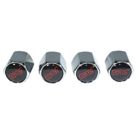 Chrome Valve Stem Tire Caps, Style: Subaru STI WRX - Howling Moto
