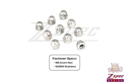 ZSPEC M3-0.5 Stainless Acorn Nuts, Stainless SUS304, 10-Pack - Howling Moto