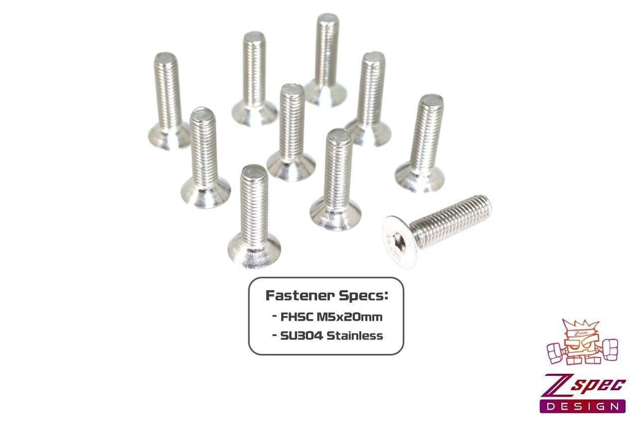 ZSPEC M5-0.8x20mm Fasteners, Flat-Head FHSC, Stainless, 10-Pack - Howling Moto