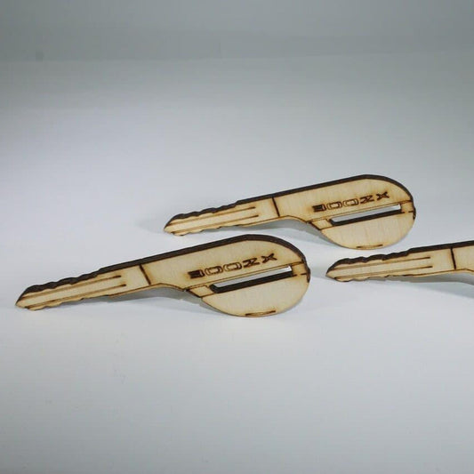 ZSPEC Laser-Engraved Birch Key Ornaments, Set of 4, Style: Nissan 300zx Z32, ~5-inch Wide - Howling Moto