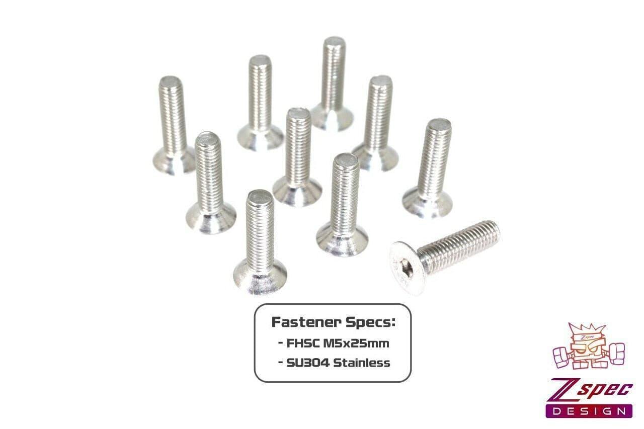 ZSPEC M5-0.8x25mm Fasteners, Flat-Head FHSC, SUS304 Stainless, 10-Pack - Howling Moto